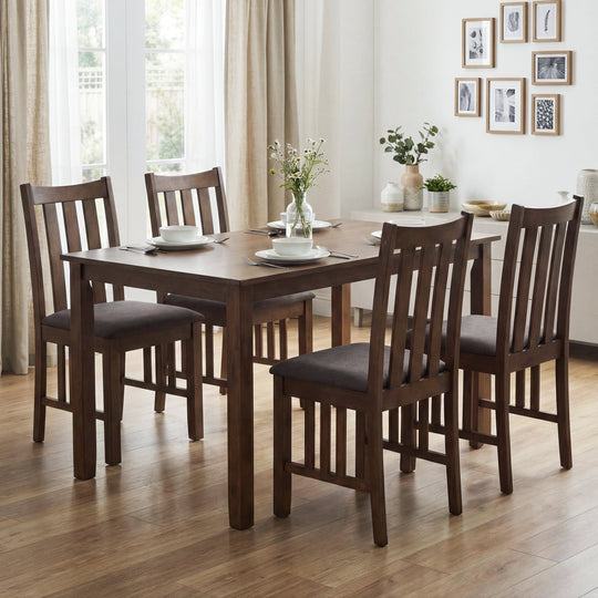 Rubber Wood Dining Chairs Side Chairs Set of 4 with Slat Back