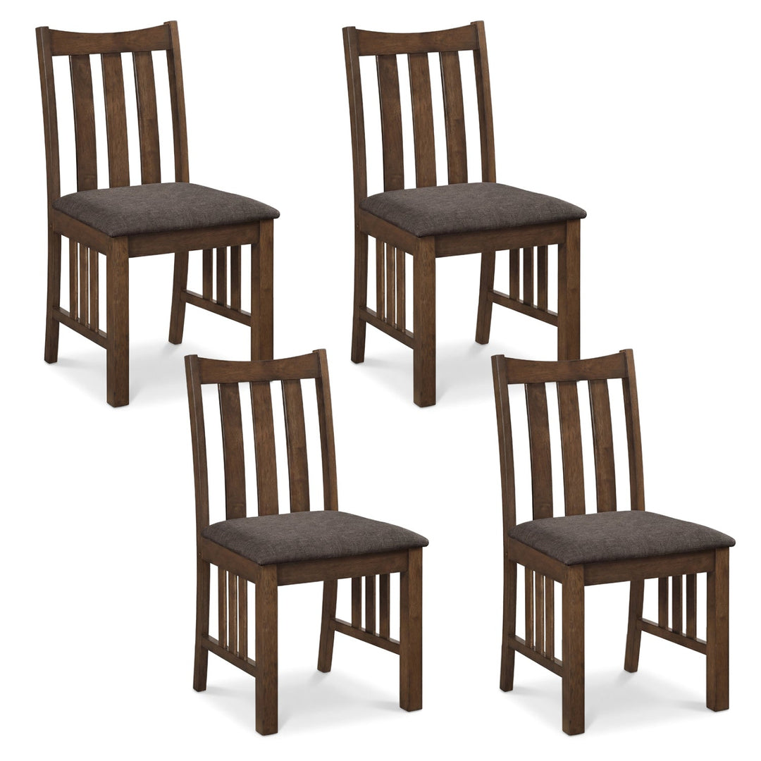 Rubber Wood Dining Chairs Side Chairs Set of 4 with Slat Back
