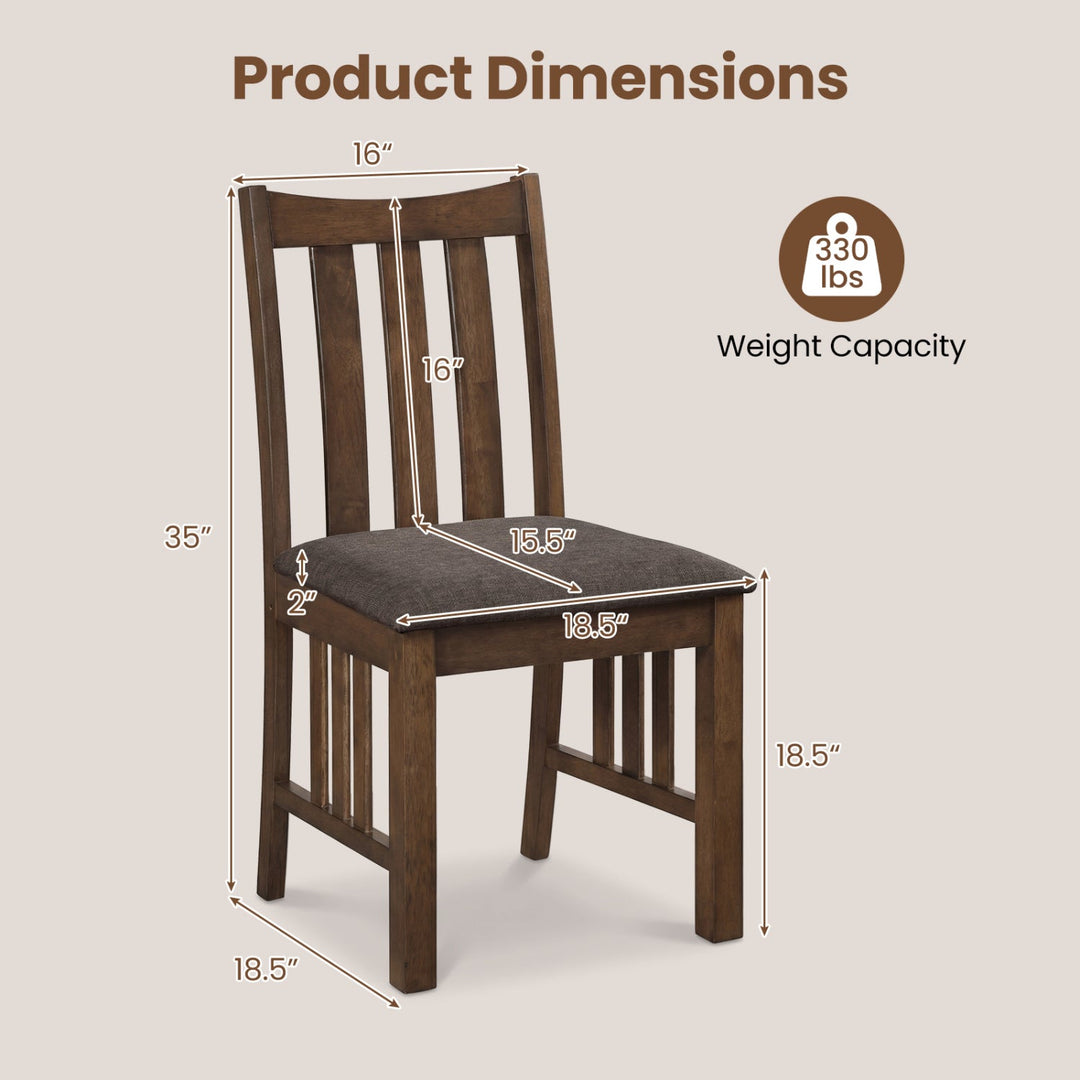 Rubber Wood Dining Chairs Side Chairs Set of 4 with Slat Back