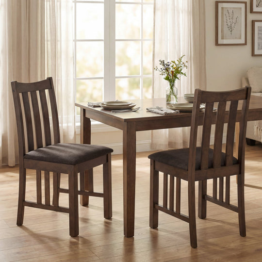 Rubber Wood Dining Chairs Side Chairs Set of 4 with Slat Back