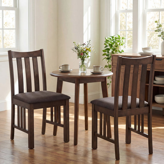 Rubber Wood Dining Chairs Side Chairs Set of 4 with Slat Back