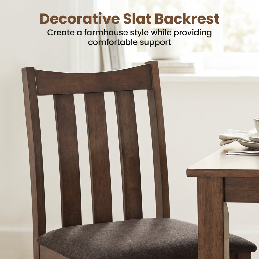 Rubber Wood Dining Chairs Side Chairs Set of 4 with Slat Back
