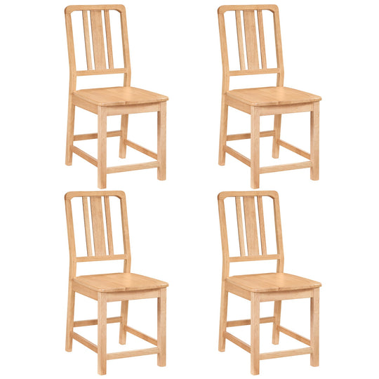 Rubber Wood Dining Chairs Set of 4 with Hollowed Backrest