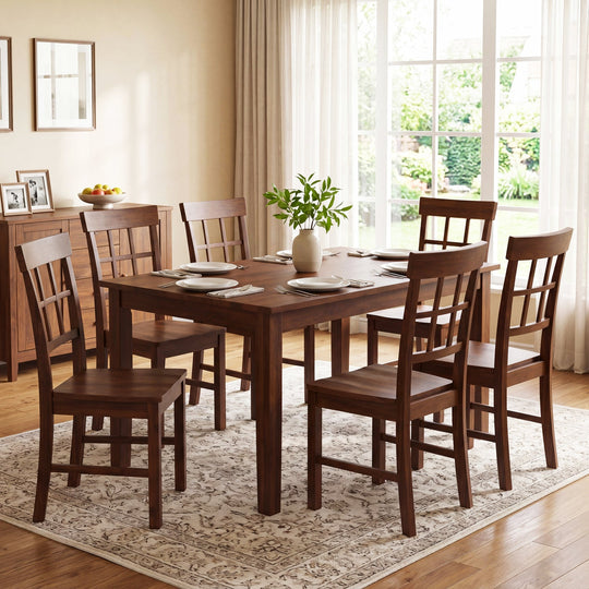 Rubber Wood Dining Chairs Set of 2 with High Backrests
