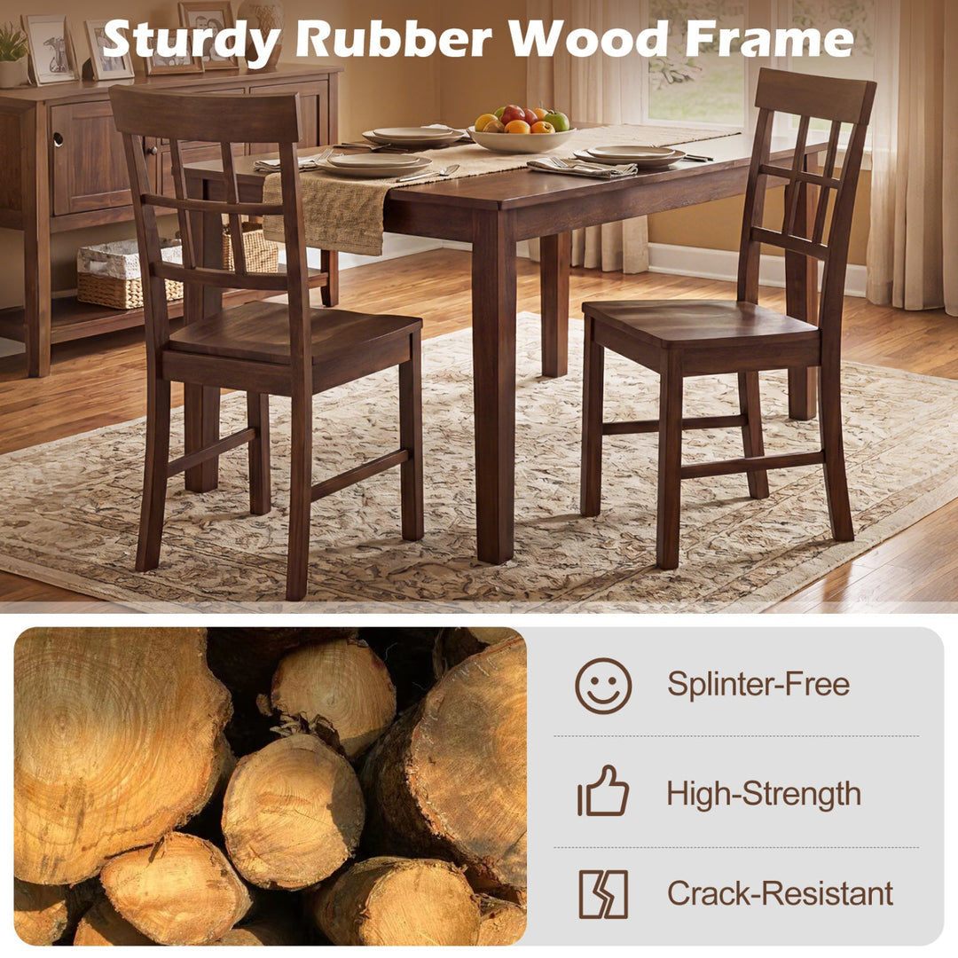 Rubber Wood Dining Chairs Set of 2 with High Backrests