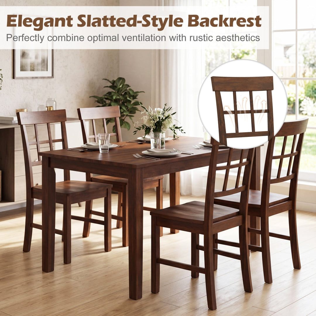 Rubber Wood Dining Chairs Set of 2 with High Backrests