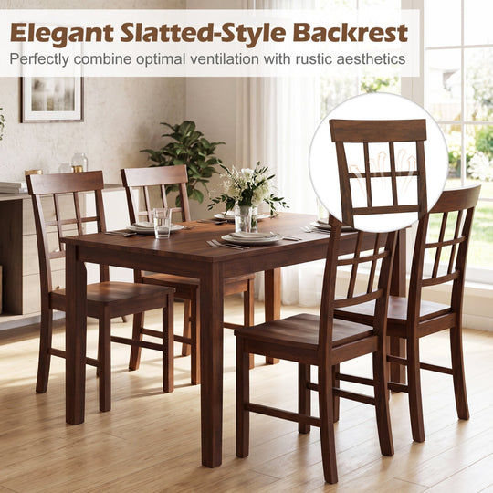 Rubber Wood Dining Chairs Set of 2 with High Backrests