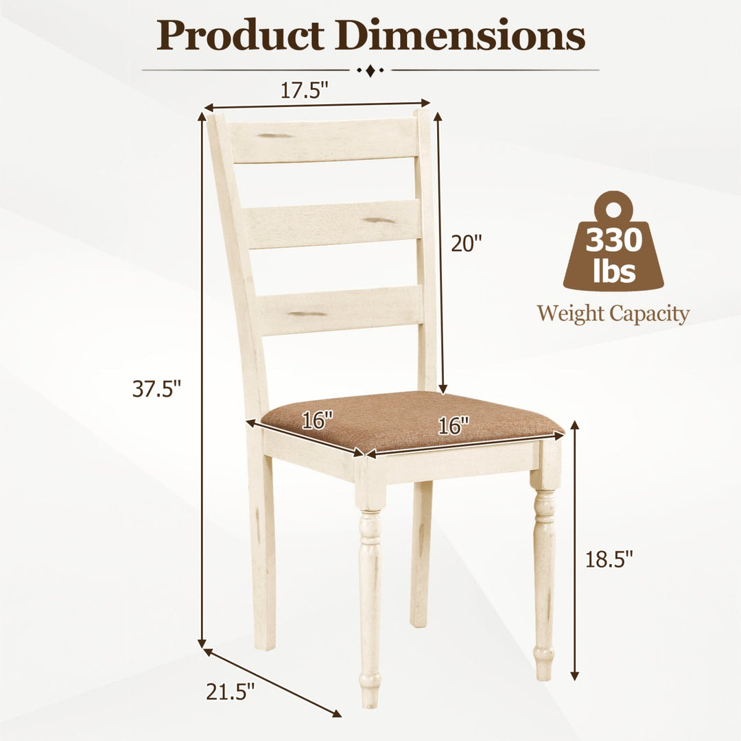Dining Chairs Set of 4 with Padded Linen Seat & Slatted Back