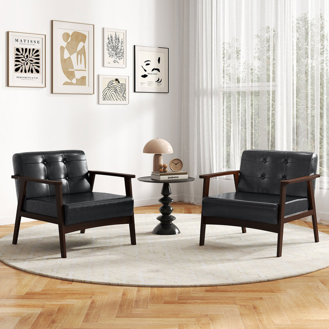 Rubber Wood Frame Accent Chair with Armrest for Living Room