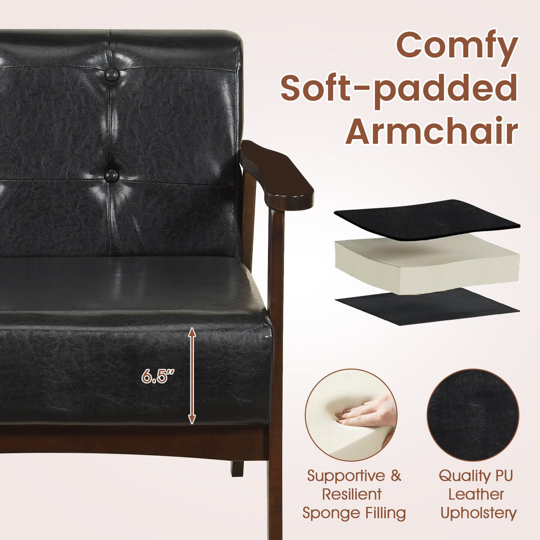 Rubber Wood Frame Accent Chair with Armrest for Living Room