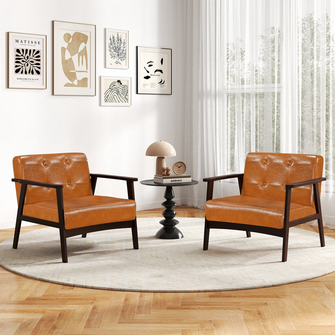 Rubber Wood Frame Accent Chair with Armrest for Living Room