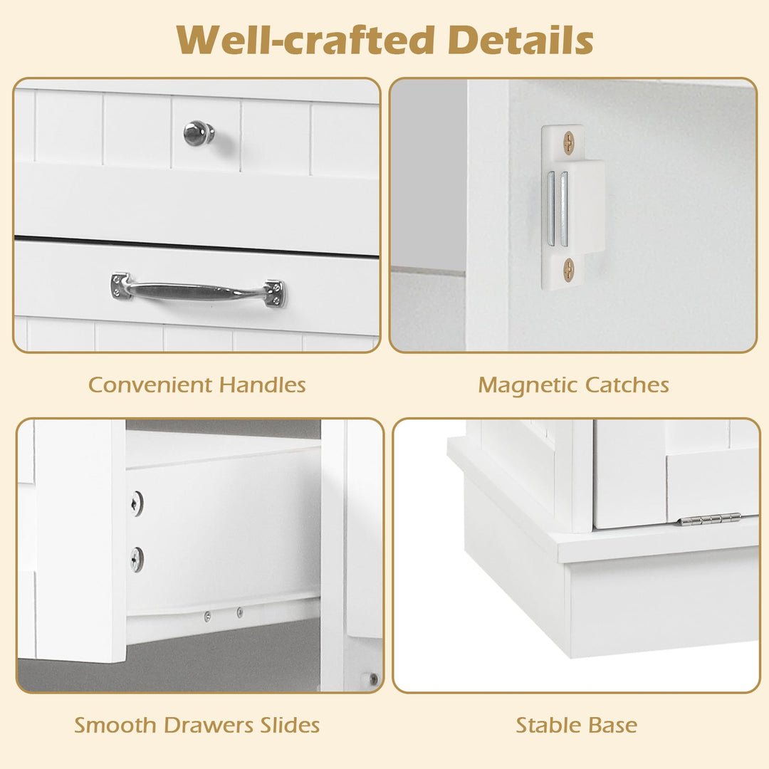 Kitchen Tilt Out Trash Cabinet with 2 Drawers and Adjustable Shelf