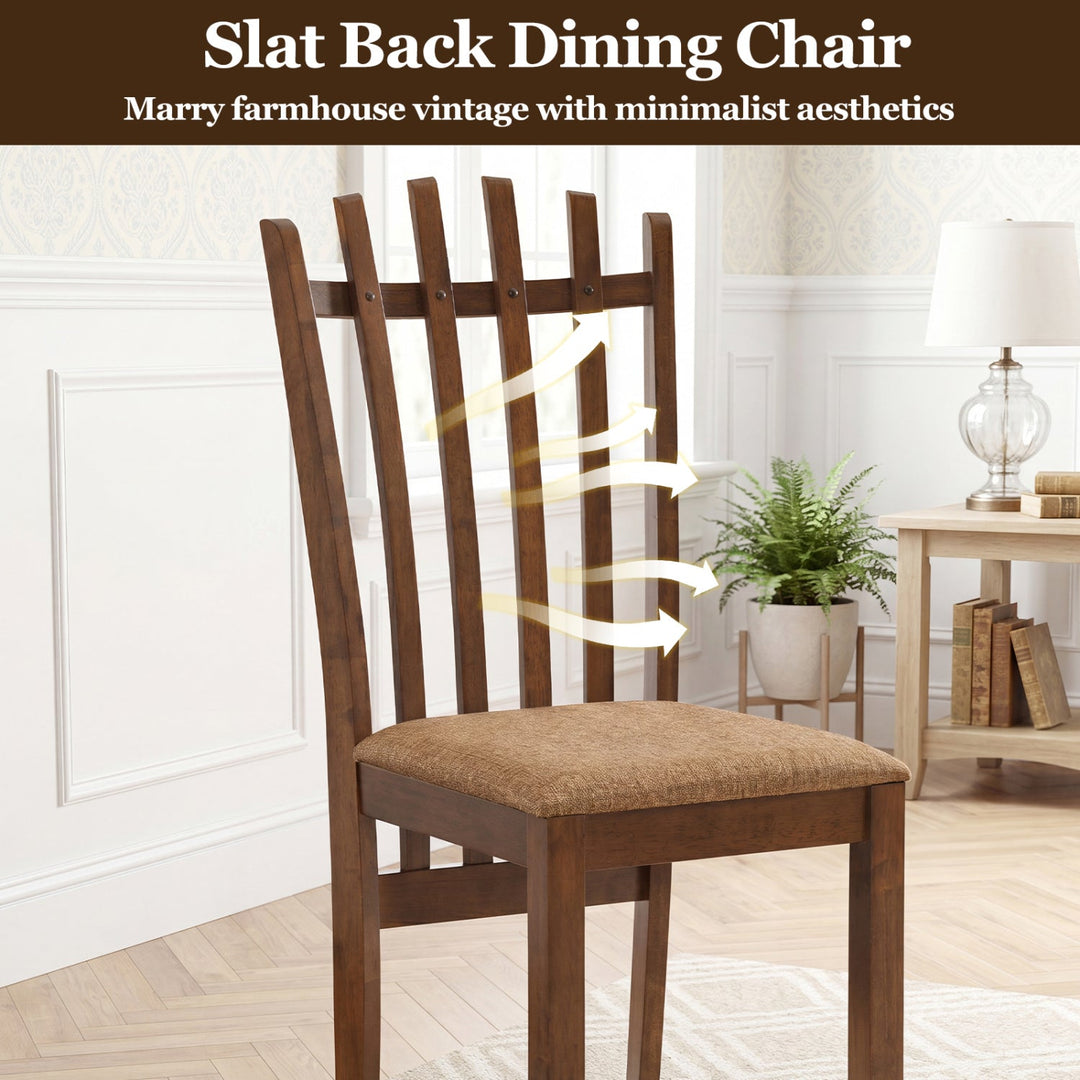 Rubber Wood Dining Chairs Set of 4 with Cushioned Seats