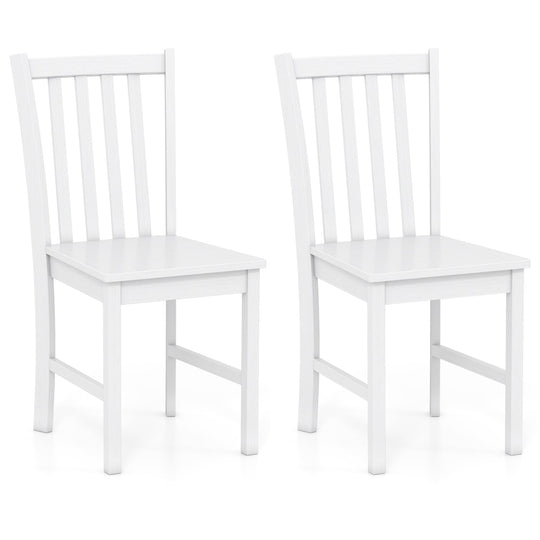Rustic Dining Chairs Set of 2 Wooden Kitchen Chairs with Slat Tilt Backrest