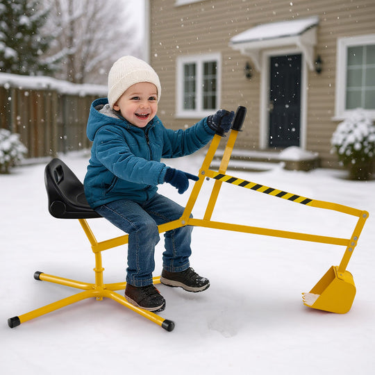Sand Digger with 2-Handed Controls and Flexible Shovel for 3+ Years Old Kids-Yellow