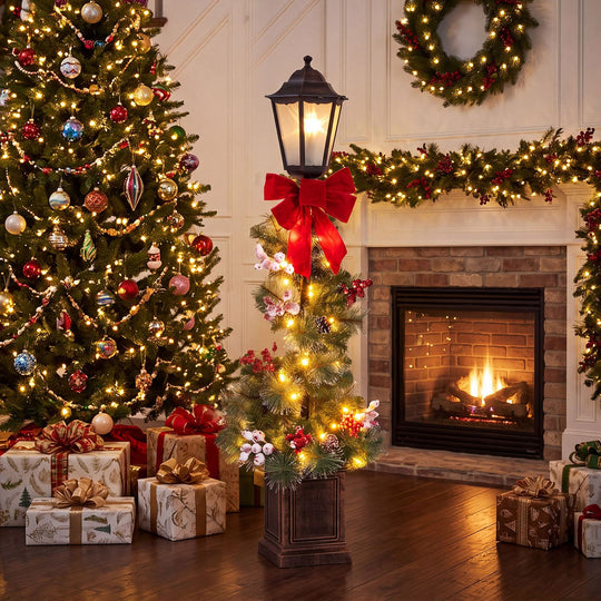 Set of 2 4 FT Lighted Outdoor Christmas Lamp Post Decoration