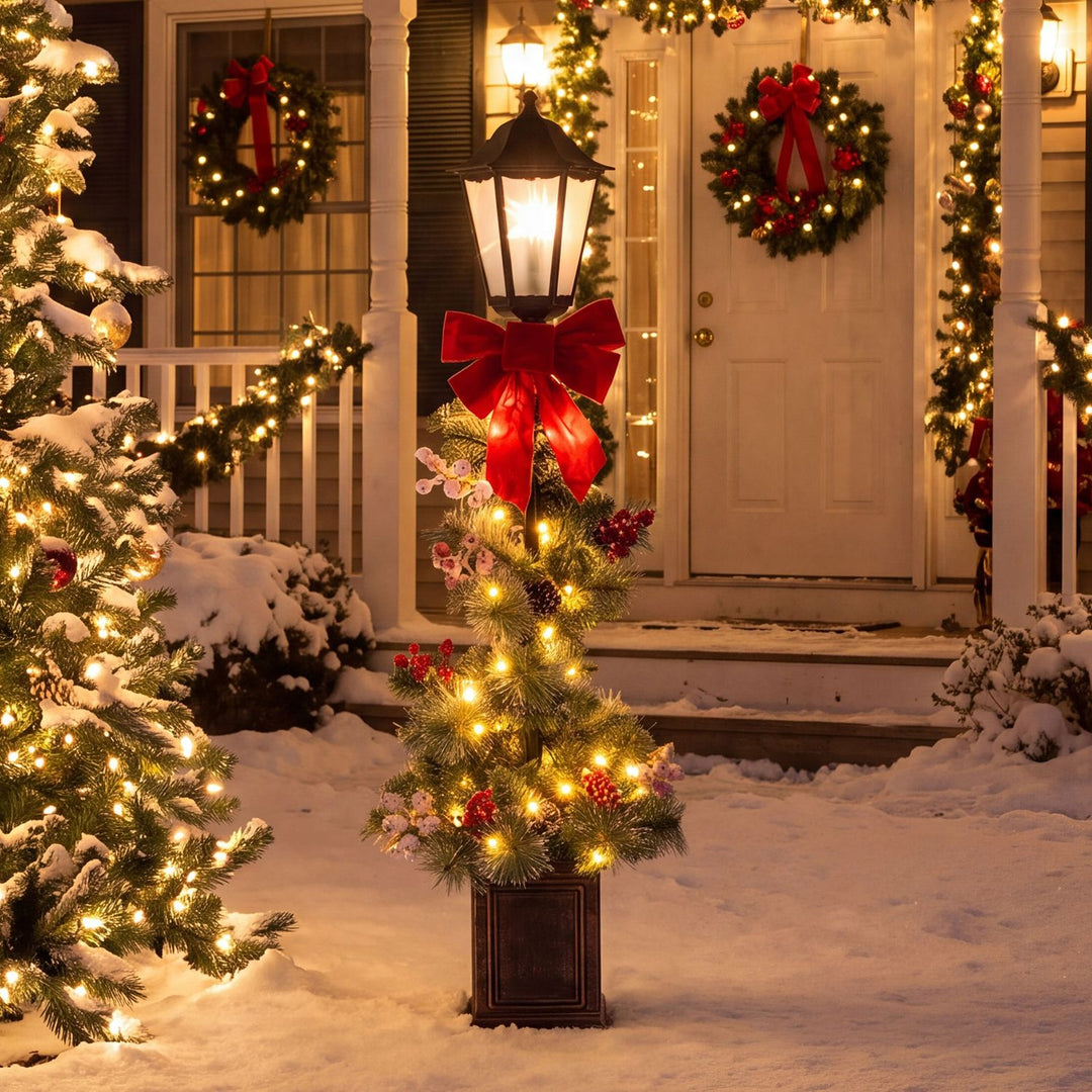 Set of 2 4 FT Lighted Outdoor Christmas Lamp Post Decoration