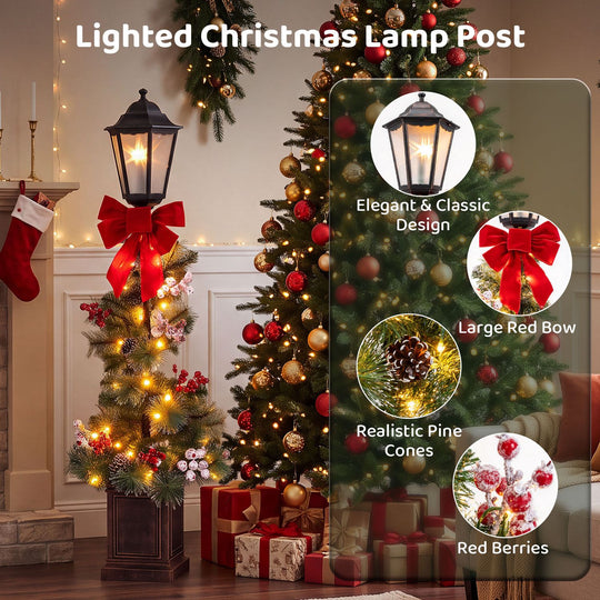 Set of 2 4 FT Lighted Outdoor Christmas Lamp Post Decoration