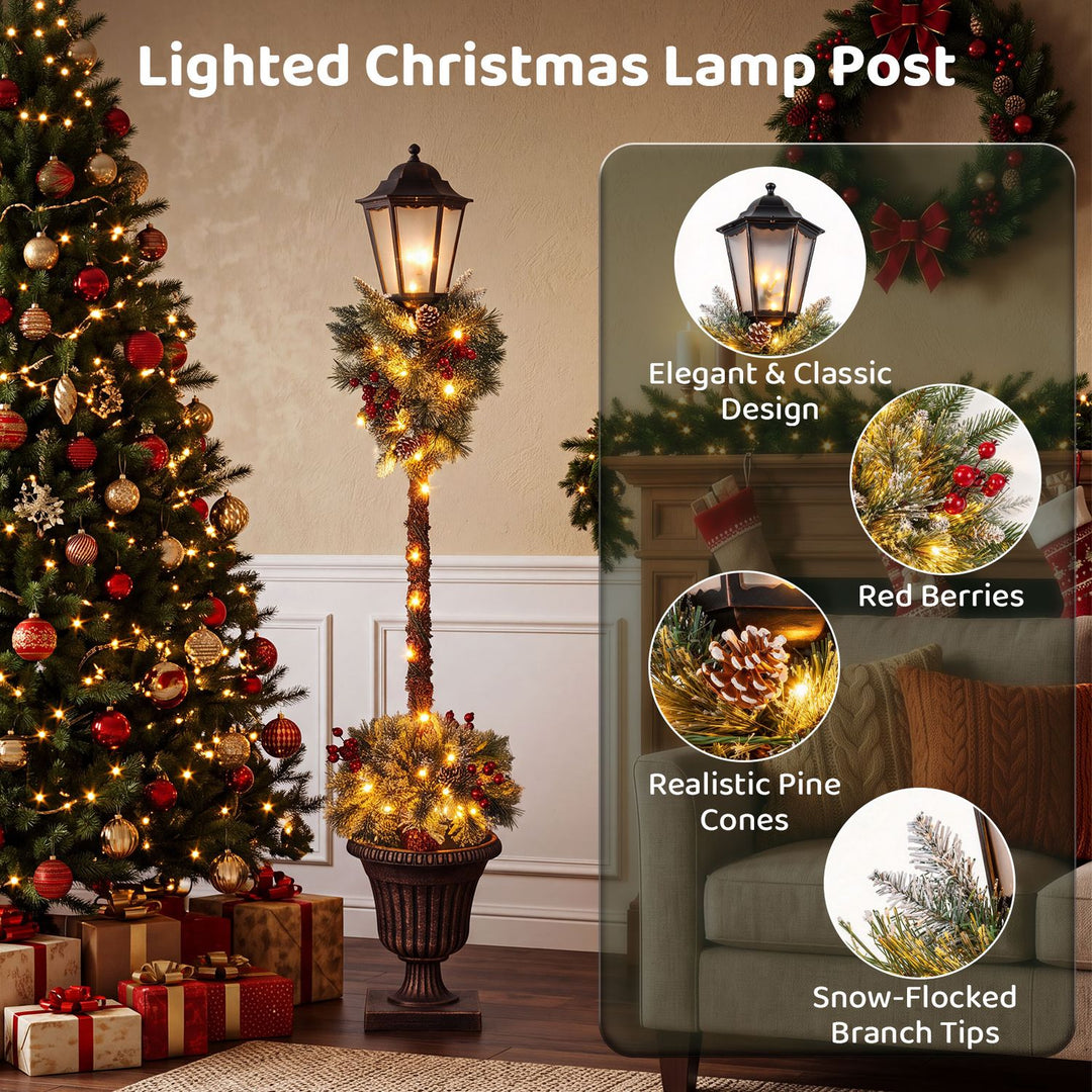 Set of 2 5.4 FT Lighted Outdoor Christmas Lamp Post Decoration
