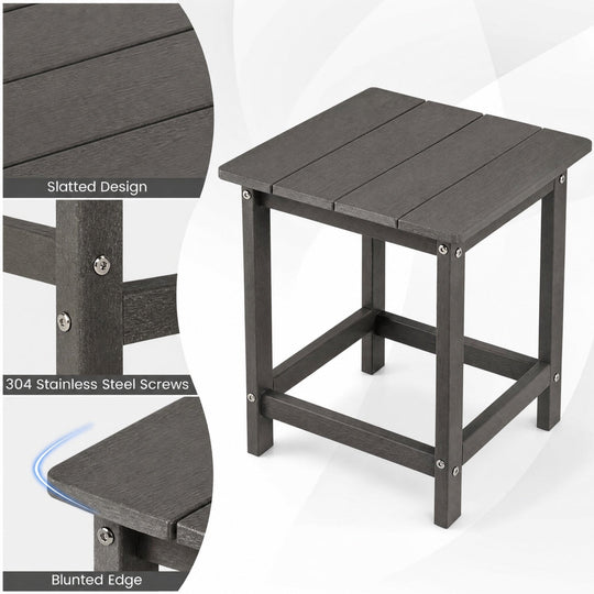 Square Adirondack Side Table 14" Weather-Resistant HDPE