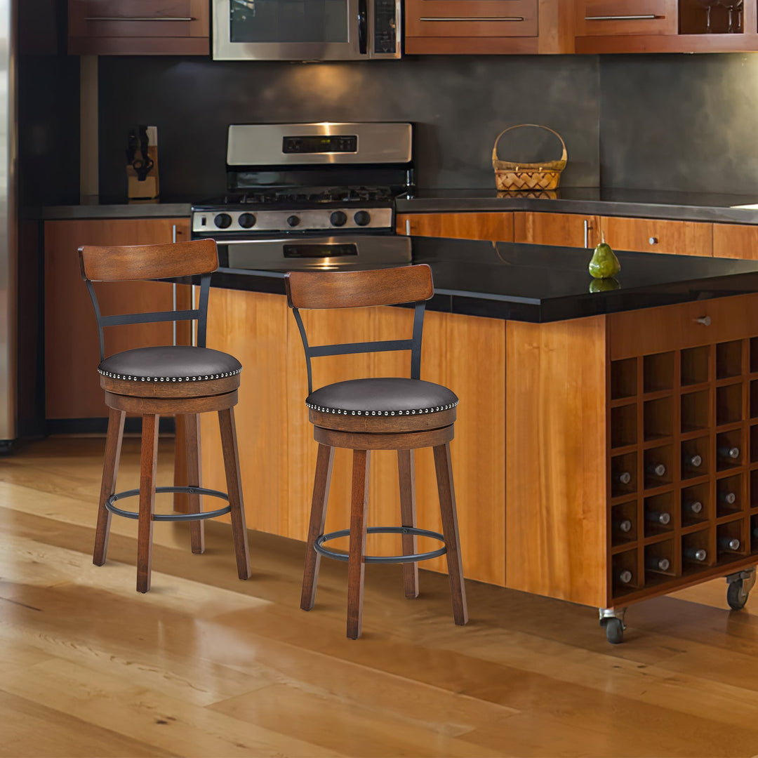 Swivel Counter Height Bar Stool Set of 2 - 25.5 Inch