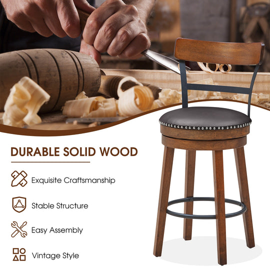 Swivel Counter Height Bar Stool Set of 2 - 25.5 Inch