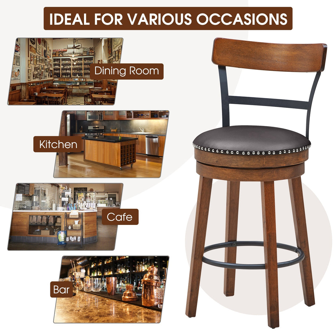 Swivel Counter Height Bar Stool Set of 2 - 25.5 Inch