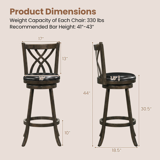 Counter Height Swivel Bar Stools Set of 2 - 29 Inch