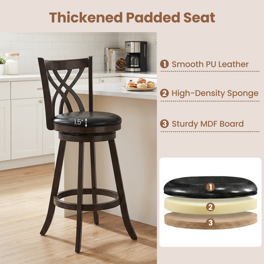 Counter Height Swivel Bar Stools Set of 2 - 29 Inch