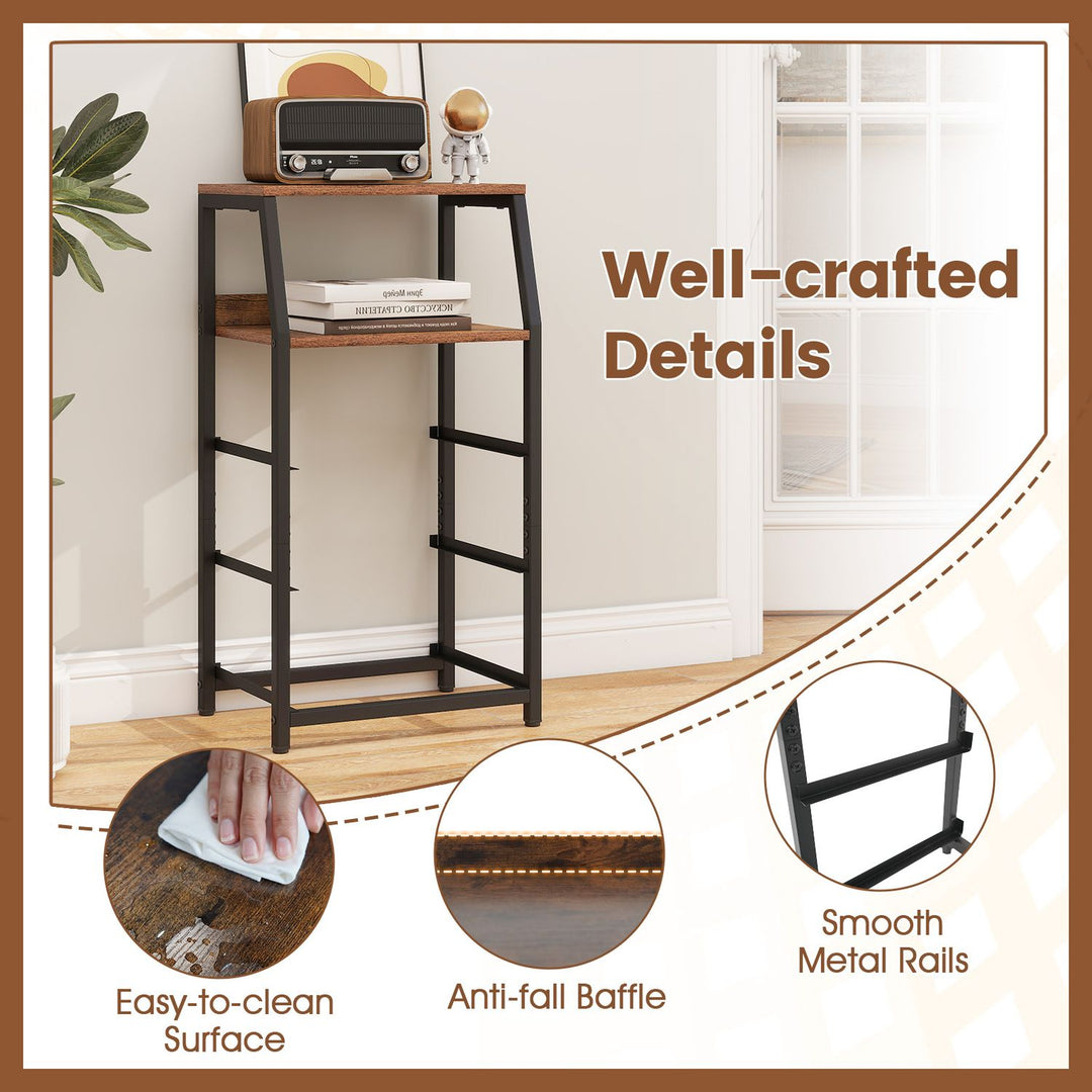 Set of 2 30.5" Tall Nightstand with 3 Fabric Drawers and 2 Spacious Open Shelves-Rustic Brown