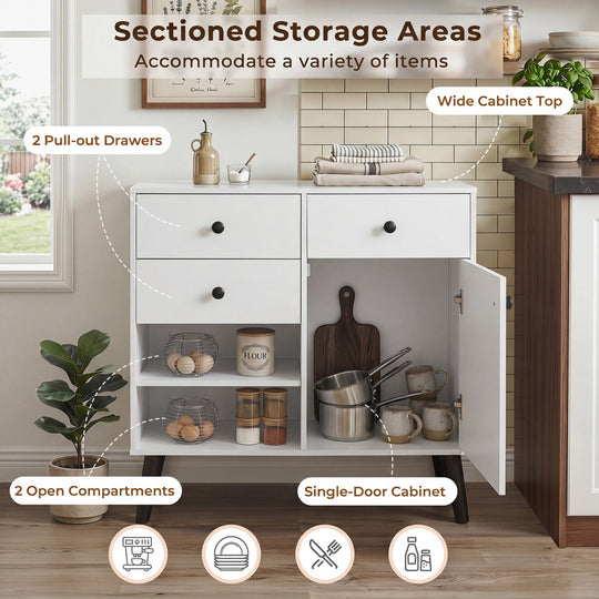 31" Buffet Cabinet Set of 2 with Drawers and Shelves