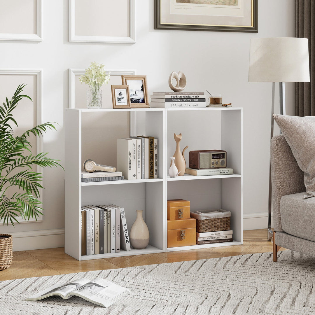 3-Tier Bookshelf with Open Storage - Set of 2