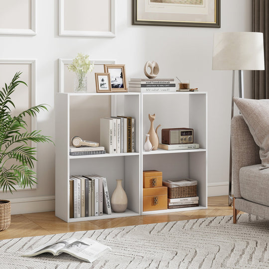 3-Tier Bookshelf with Open Storage - Set of 2