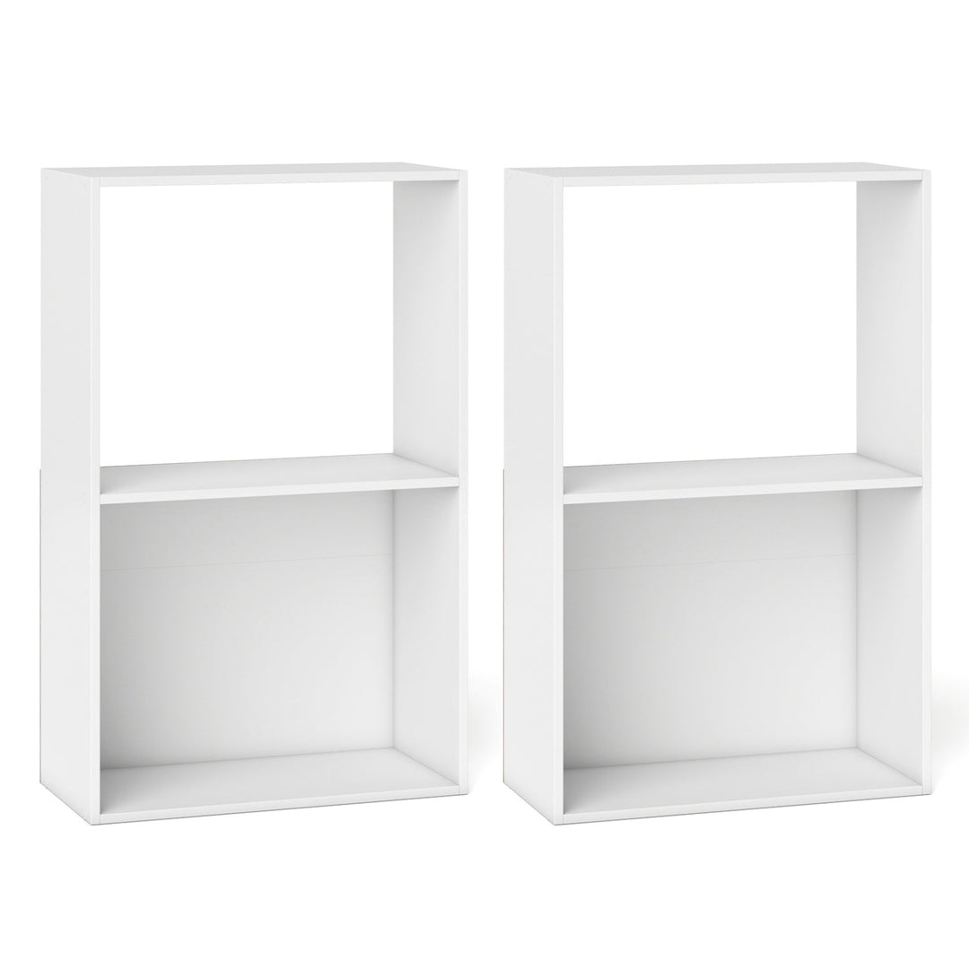 3-Tier Bookshelf with Open Storage - Set of 2