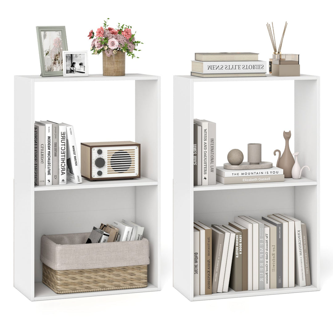3-Tier Bookshelf with Open Storage - Set of 2