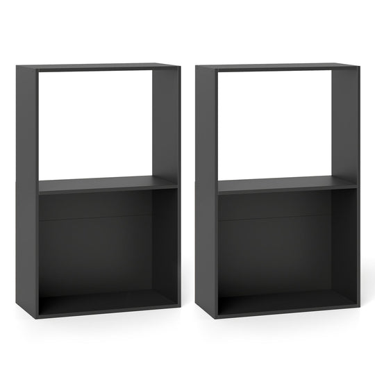 3-Tier Bookshelf with Open Storage - Set of 2