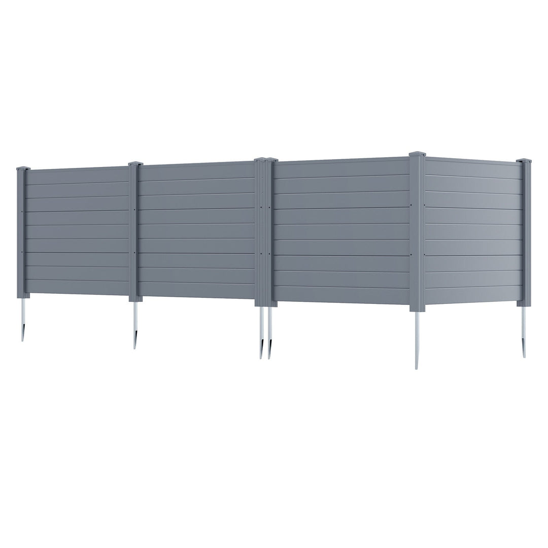 Set of 2 48 x 38 Inch Air Conditioner Fence 2 Panels with Metal Ground Stakes-Gray