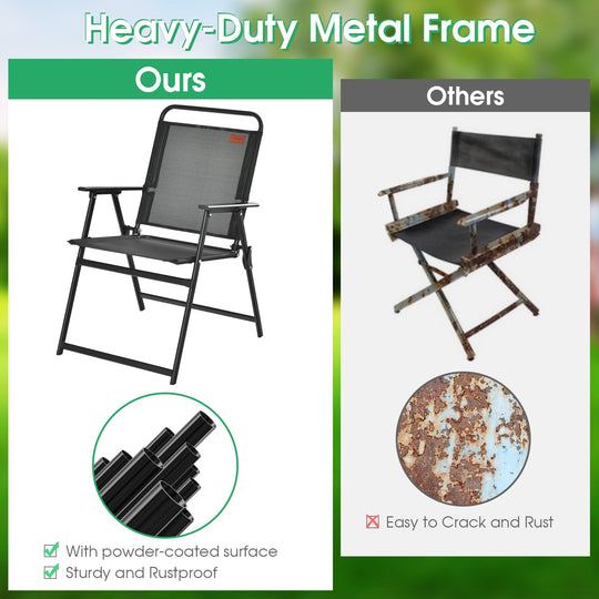 Set of 2/4/6 Outdoor Folding Chairs with Breathable Seat
