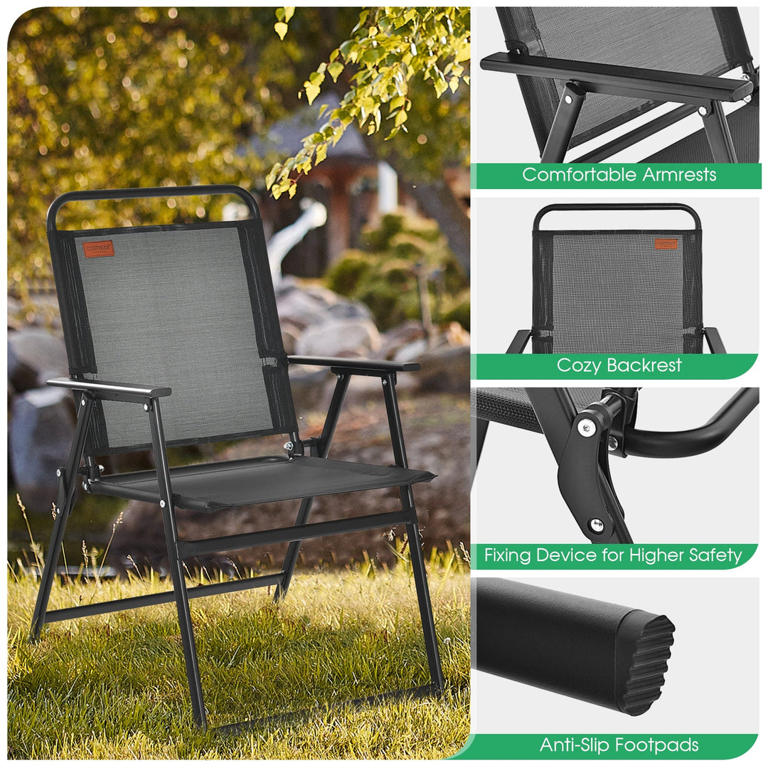 Set of 2/4/6 Outdoor Folding Chairs with Breathable Seat