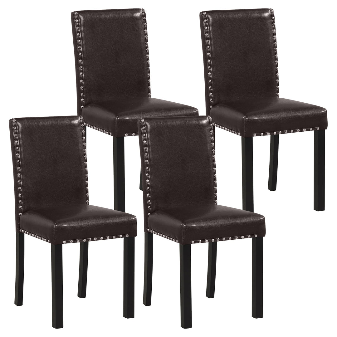 Set of 2/4 Dining Chairs Faux Leather Upholstered Parsons Kitchen Chairs
