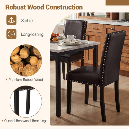 Set of 2/4 Dining Chairs Faux Leather Upholstered Parsons Kitchen Chairs