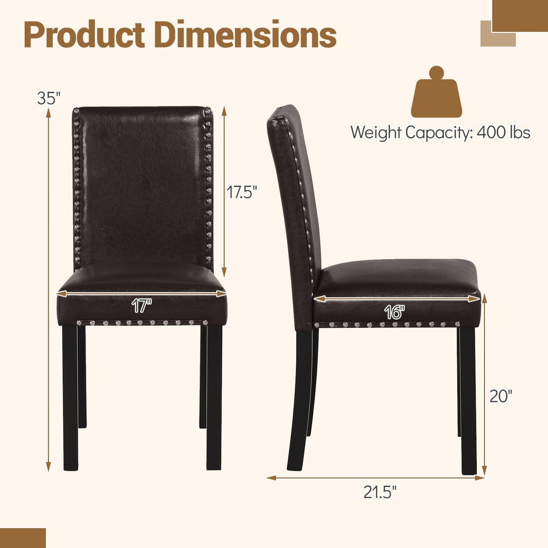 Set of 2/4 Dining Chairs Faux Leather Upholstered Parsons Kitchen Chairs