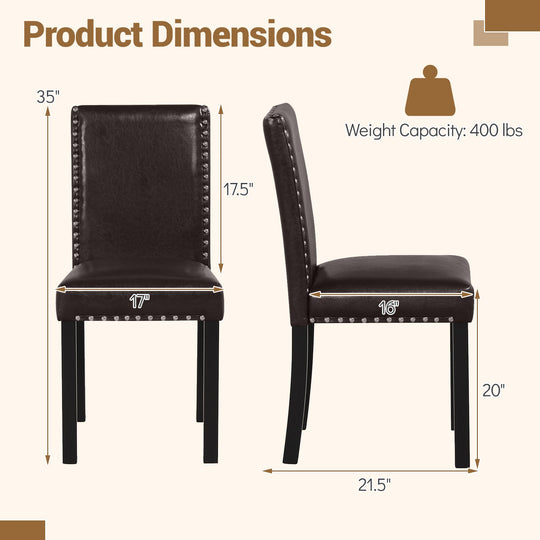 Set of 2/4 Dining Chairs Faux Leather Upholstered Parsons Kitchen Chairs