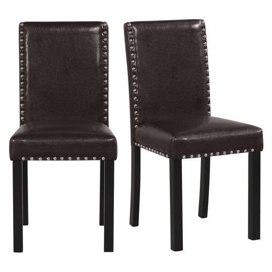 Set of 2/4 Dining Chairs Faux Leather Upholstered Parsons Kitchen Chairs