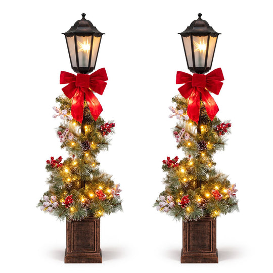 Set of 2 4 FT Lighted Outdoor Christmas Lamp Post Decoration