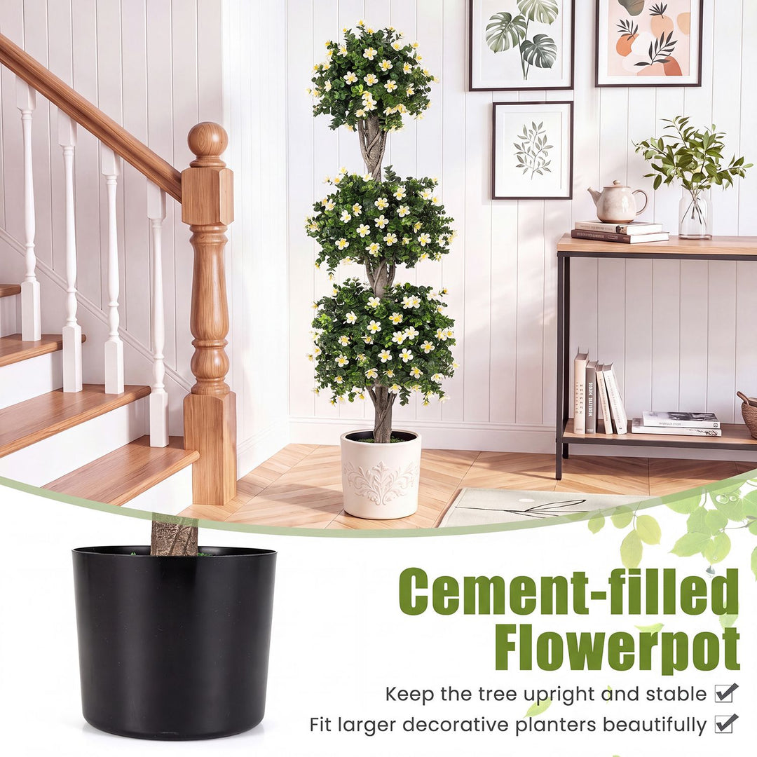 Set of 2 51" Artificial Topiary Tree with 3 Topiary Balls Sun-Resistant Fake Bushes