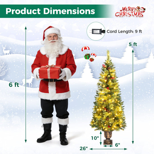 5 Ft Pre-Lit LED Christmas Tree with Urn Base (Set of 2)