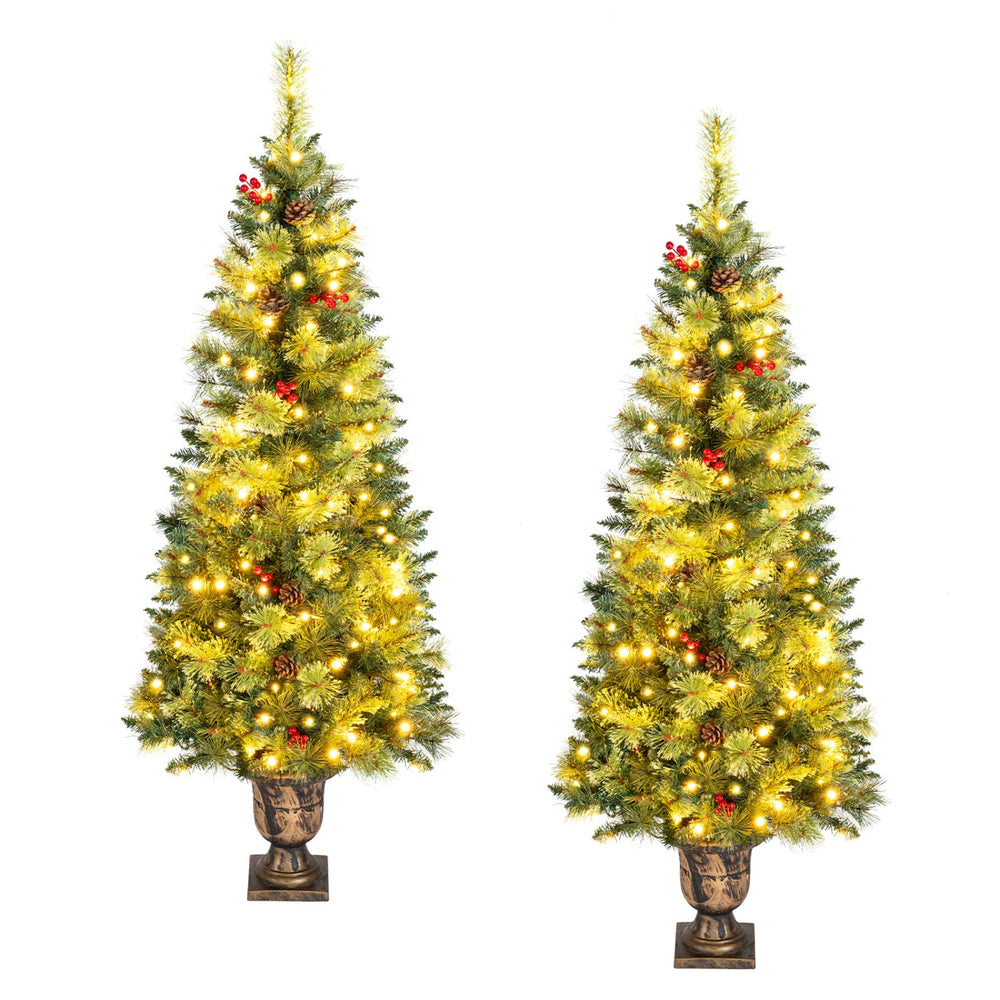 5 Ft Pre-Lit LED Christmas Tree with Urn Base (Set of 2)