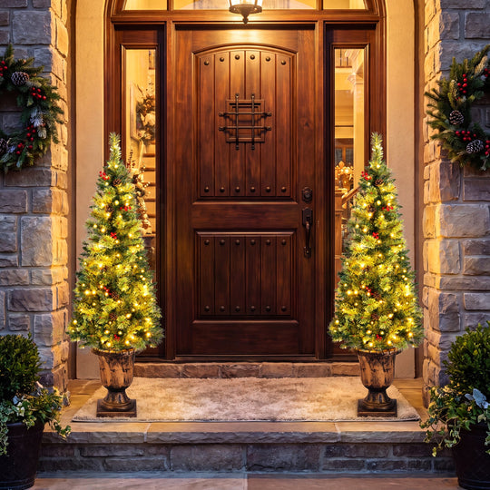 5 Ft Pre-Lit LED Christmas Tree with Urn Base (Set of 2)
