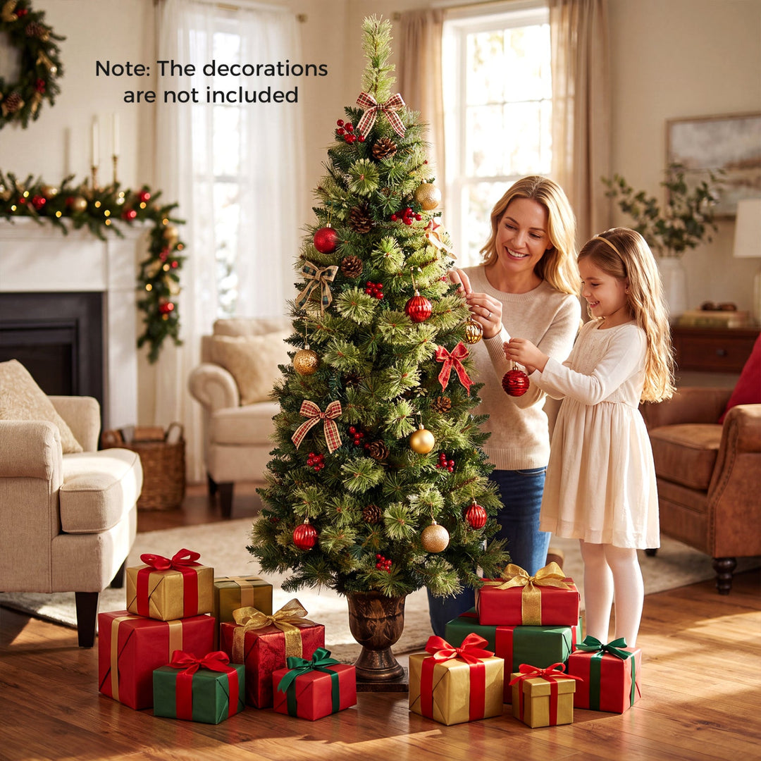 5 Ft Pre-Lit LED Christmas Tree with Urn Base (Set of 2)